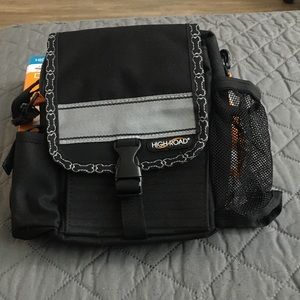 NWT black & gray 5 compartment shoulder bag